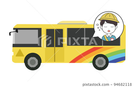 幼兒園公共汽車側身睡覺的男孩 94682118