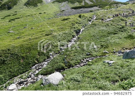 眺望立山和小山山腰的一越峠 眺望立山和小山山腰的一越峠 94682975