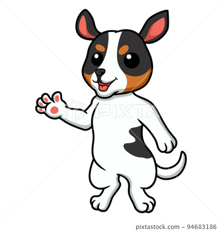 Cute rat terrier dog cartoon waving hand 94683186