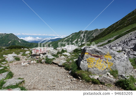 從立山登山道到雷鳥莊和大日山的路標 94683205