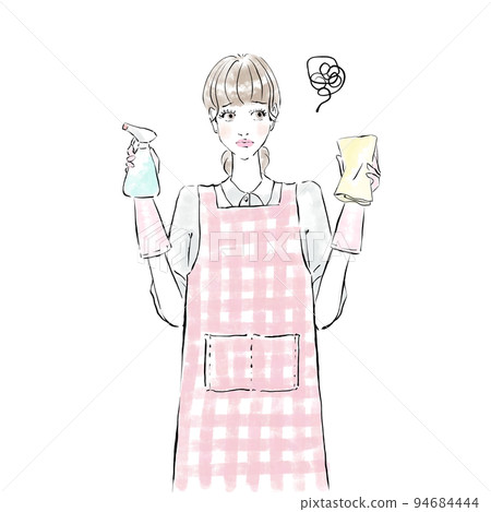 Cute woman doing housework, wiping 94684444