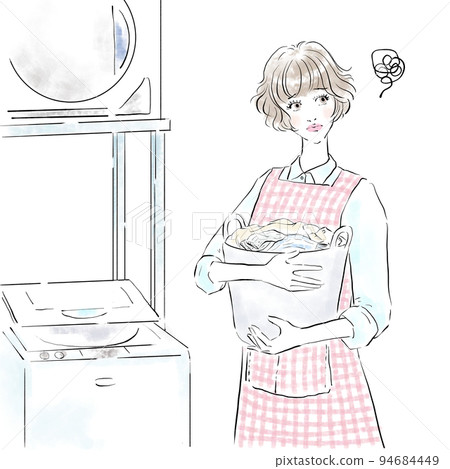 Cute woman doing housework Laundry Cute woman doing housework Laundry 94684449