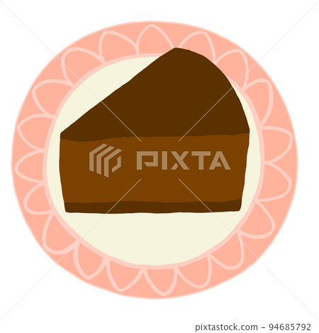 chocolate cake on pink plate chocolate cake on pink plate 94685792