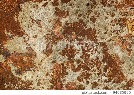 Old Aged and Damage Rusty Metal Plate Background, Weathered Steel Wall After Heavy Corrosive 94685990