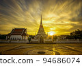 Sunset in the evening. Shining in gold around Phra Samut Chedi, Samut Prakan, Thailand 94686074