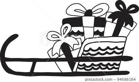 Hand Drawn Santa sleigh and gifts illustration 94686164