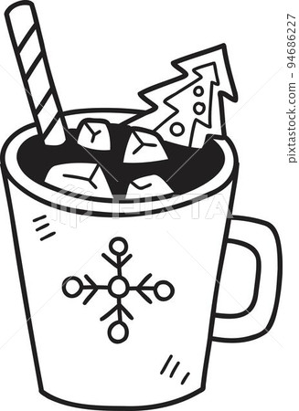 Hand Drawn Christmas Cocoa with marshmallows coffee mug illustration Hand Drawn Christmas Cocoa with marshmallows coffee mug illustration 94686227