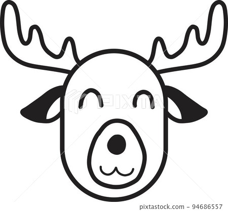 Hand Drawn cute happy reindeer face illustration Hand Drawn cute happy reindeer face illustration 94686557