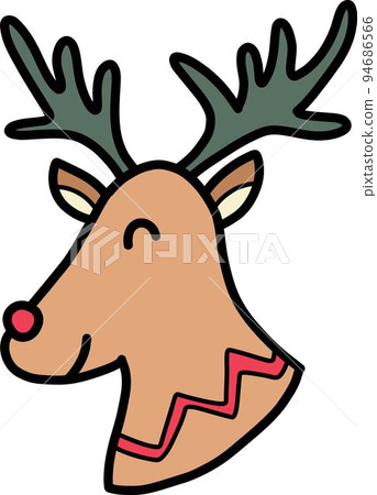 Hand Drawn cute happy reindeer face illustration Hand Drawn cute happy reindeer face illustration 94686566