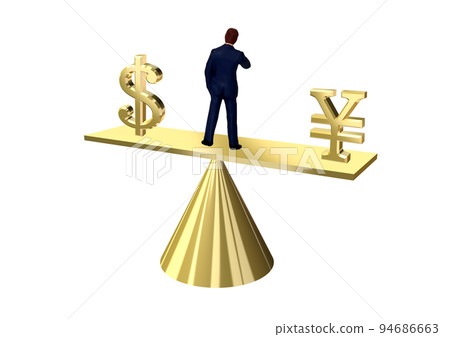3d illustration of businessman keeping balance on scales 94686663