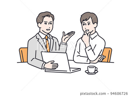 Vector illustration material of a young man consulting a businessman Vector illustration material of a young man consulting a businessman 94686726