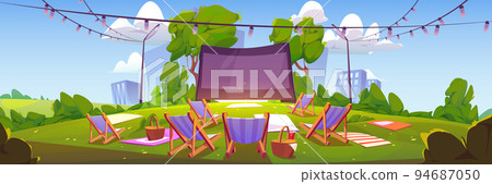 Outdoor cinema at summer city park landscape view 94687050