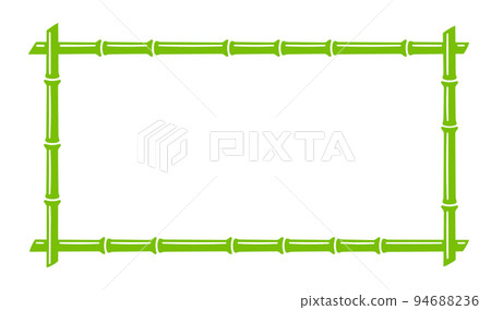 Green bamboo trunk rectangle frame. Natural text box. Bamboo branch border. Blank frame template. Vector illustration isolated in flat style on white background Green bamboo trunk rectangle frame. Natural text box. Bamboo branch border. Blank frame template. Vector illustration isolated in flat style on white background 94688236