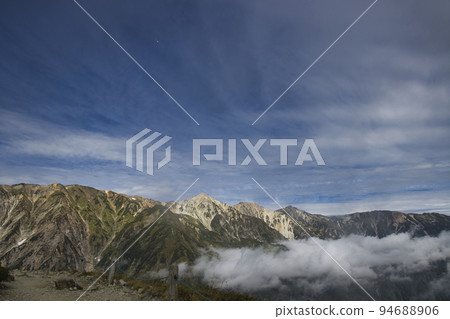 從八方一號自然步道(長野縣白馬村)看到的美麗而雄偉的白馬三山 從八方一號自然步道(長野縣白馬村)看到的美麗而雄偉的白馬三山 94688906