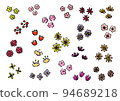 Set of vector illustrations of flowers drawn with a brush 94689218