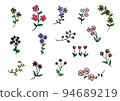Set of vector illustrations of flowers drawn with a brush 94689219