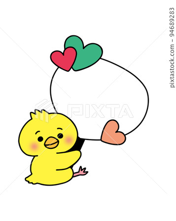 A cute chick with a fan, character space, title frame A cute chick with a fan, character space, title frame 94689283