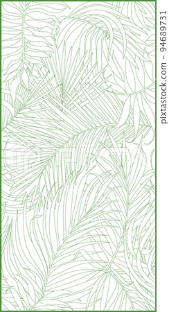 Green lines pattern of tropical leaves pattern style on white background, flat line vector and illustration. 94689731