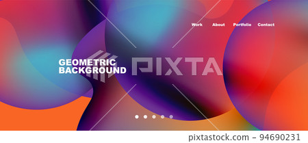 Flowing gradient colors and round elements and circles. Vector illustration for wallpaper, banner, background, leaflet, catalog, cover, flyer 94690231