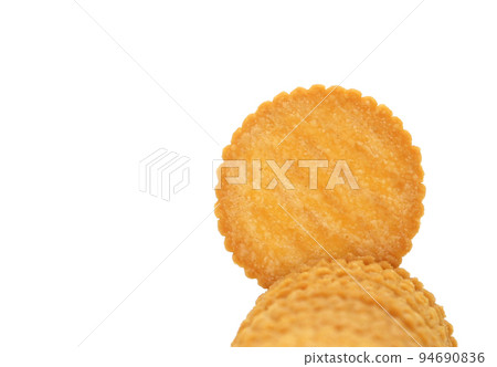 round cracker isolated on white background clipping path 94690836