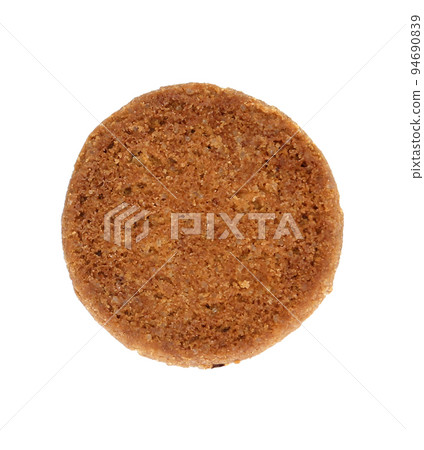 round chocolate chip cookie isolated on white background clipping path 94690839