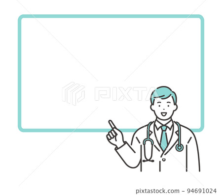 Whiteboard style frame and young male doctor Whiteboard style frame and young male doctor 94691024