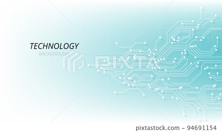 Technology circuit diagram on white, blue background. 94691154