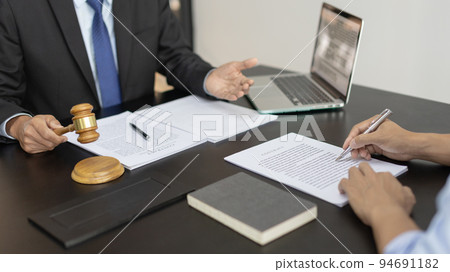 Attorney or judge provides legal advice to the client in the courtroom, Ethics in the courts include justice and impartiality, Legal consultant, Scales of justice, Law hammer, Litigation and justice. Attorney or judge provides legal advice to the client in the courtroom, Ethics in the courts include justice and impartiality, Legal consultant, Scales of justice, Law hammer, Litigation and justice. 94691182