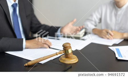 Attorney or judge provides legal advice to the client in the courtroom, Ethics in the courts include justice and impartiality, Legal consultant, Scales of justice, Law hammer, Litigation and justice. Attorney or judge provides legal advice to the client in the courtroom, Ethics in the courts include justice and impartiality, Legal consultant, Scales of justice, Law hammer, Litigation and justice. 94691572