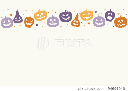 Funny pumpkin lanterns on background with copyspace. Halloween card. Vector 94691940