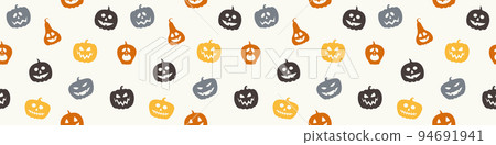 Halloween banner with funny pumpkins. Wallpaper. Vector Halloween banner with funny pumpkins. Wallpaper. Vector 94691941