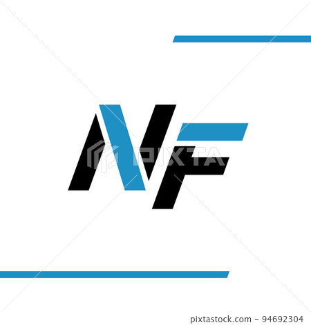 Initial Letter NF. Logo with line and striped. 94692304