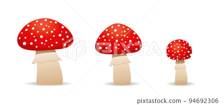 Set mushrooms toadstool cute. Inedible mushrooms. fly agaric, Set mushrooms toadstool cute. Inedible mushrooms. fly agaric, 94692306
