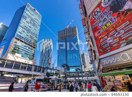 Tokyo cityscape in Japan: View of Shibuya Station and the Sakuragaokaguchi redevelopment project from Wave Street in Shibuya (September 25th) Tokyo cityscape in Japan: View of Shibuya Station and the Sakuragaokaguchi redevelopment project from Wave Street in Shibuya (September 25th) 94693130