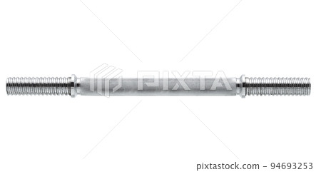 Sports equipment neck barbell metal without weight disk, object isolated on white background, nobody. 94693253