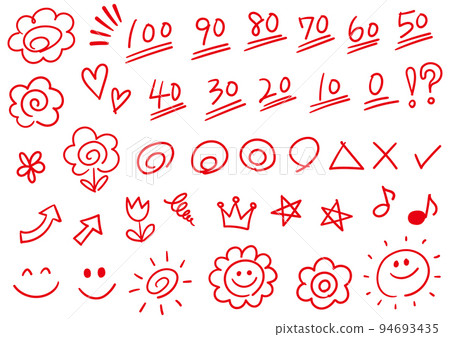 為考試成績、花圈等設置的圖標。紅色 94693435