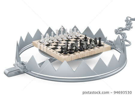 Bear trap with chess, 3D rendering 94693530