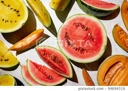 Fresh organic watermelon and melon Fresh organic watermelon and melon 94694319