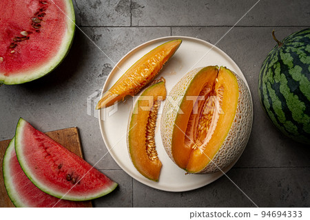 Fresh organic watermelon and melon Fresh organic watermelon and melon 94694333