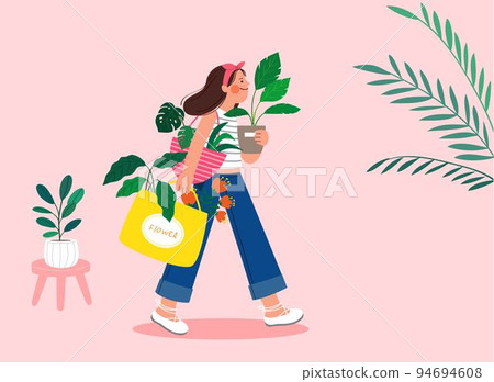 plant lover, home gardener cute character drawing_plants shopping plant lover, home gardener cute character drawing_plants shopping 94694608
