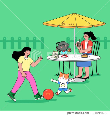 pet parents life_playing pup dog at pet cafe 94694609