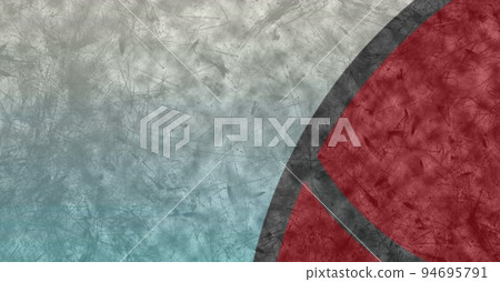 Composition of close up black and red basketball stencil design over textured grey background 94695791