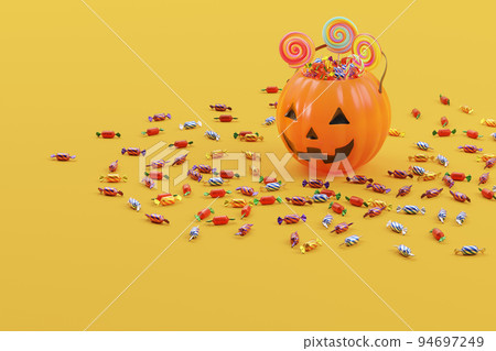 裝滿糖果的 Jack-O-Lantern 桶/流行和有趣的萬聖節形象 94697249