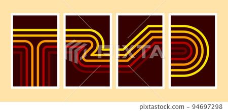 Retro Background Design. Four card. 70s vintage style concept. Vector illustration. 94697298