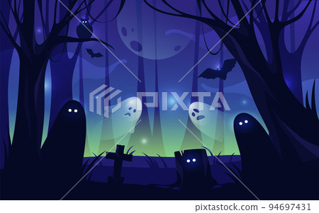 Dark fear forest, Halloween banner or background 94697431