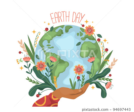 Earth Day greeting banner or card, vector image. 94697443