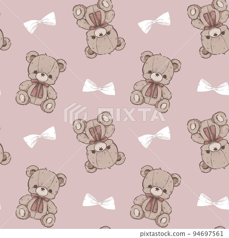 紅絲帶熊圖案材料 紅絲帶熊圖案材料 94697561