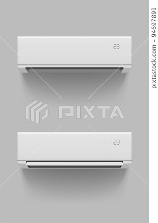 modern white air conditioners front view set 94697891