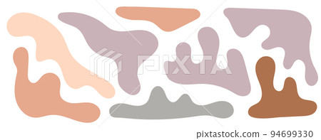 Bloho color irregular blob, set of abstract organic shapes. Abstract irregular random blobs. Simple liquid amorphous splodge. Trendy minimal designs for presentations, banners, posters and flyers. 94699330