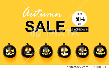 Halloween sale with black pumpkins Halloween sale with black pumpkins 94700101